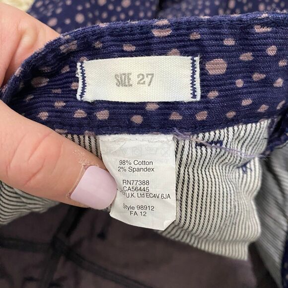 Madewell Women's Corduroy Polka Dot Skinny Ankle Pants Purple Size 27 - Picture 7 of 7